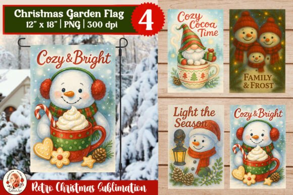 Download Retro Christmas Garden Flag Sublimation - Sublimation Collection