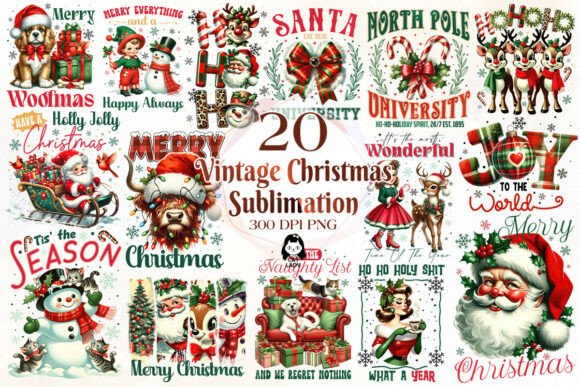 Download Vintage Retro Christmas Sublimation - Sublimation Collection