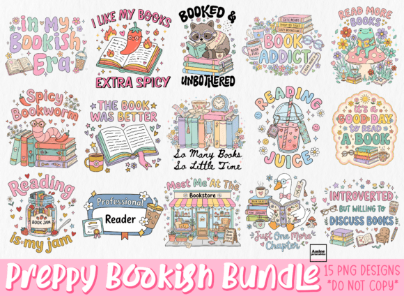 Download Preppy Pink Bookish Sublimation Bundle - Sublimation Collection