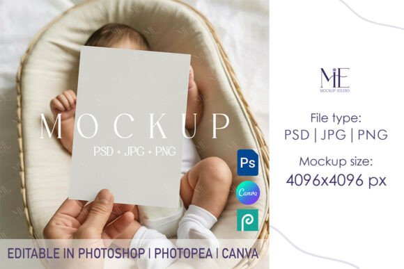 Download Newborn Invitation Mockup, Kids Card PSD - New Collection