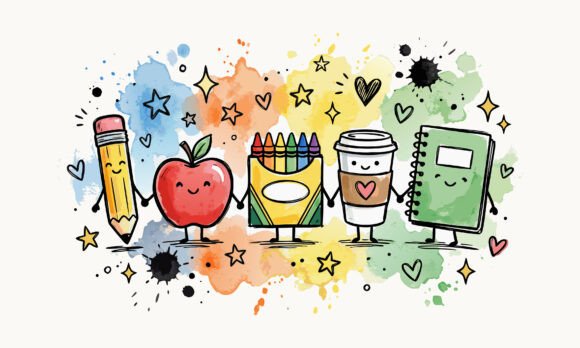 Download Kawaii School Friends Doodle Sublimation - Sublimation Collection